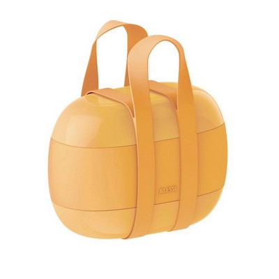 ALESSI food à porter lunch box with three compartments in thermoplastic resin, yellow